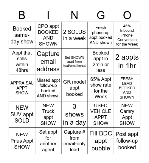 BDC BINGO Card