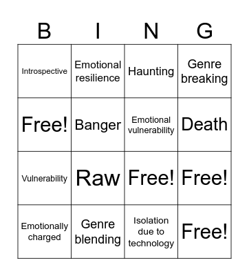 Music Party Bingo Card