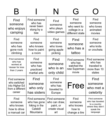 Employee Network Bingo! Bingo Card