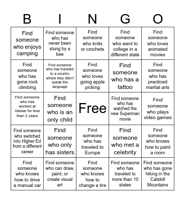 Employee Network Bingo! Bingo Card
