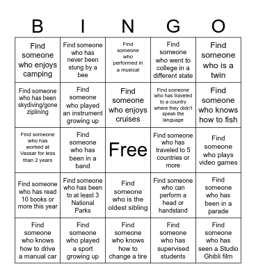 Employee Network Bingo! Bingo Card