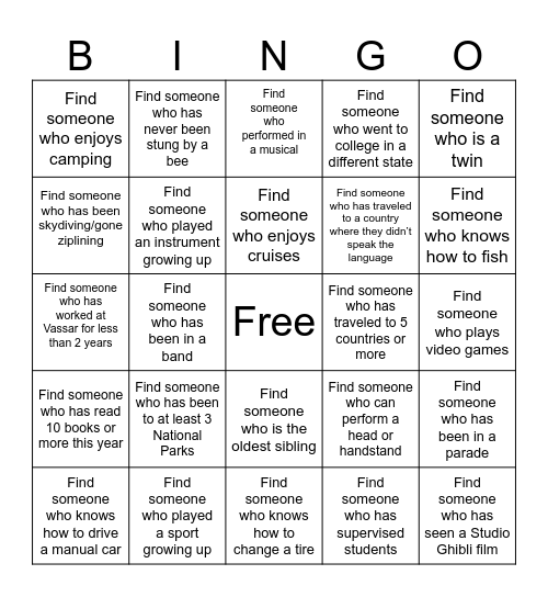 Employee Network Bingo! Bingo Card
