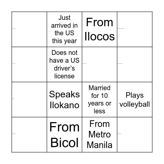 Find someone who is/has Bingo Card