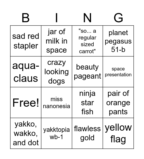 Imaginarium Bingo Card
