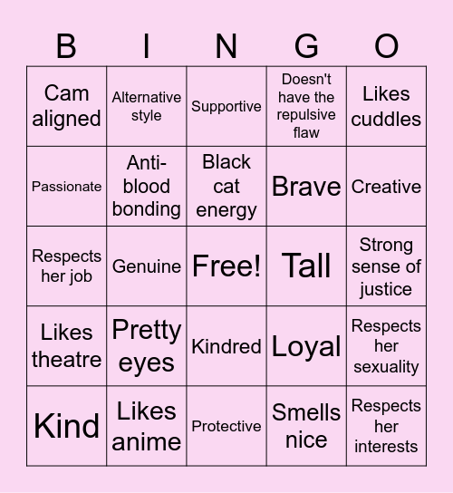 Is your OC Dottie's type? Bingo Card
