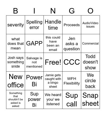 PD TOWN HALL Bingo Card