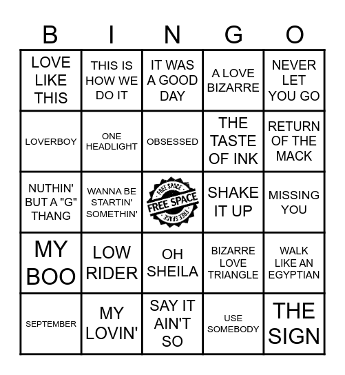 MUSIC BINGO - ROUND 2 Bingo Card