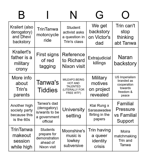 #ShineTheSeriesEP1 Bingo Card