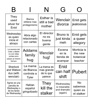 MYY WEDNESDAY PREDICTIONS Bingo Card