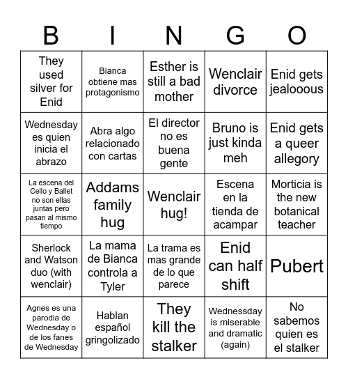 MYY WEDNESDAY PREDICTIONS Bingo Card