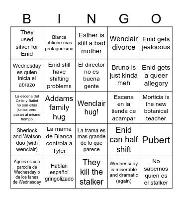 MYY WEDNESDAY PREDICTIONS Bingo Card