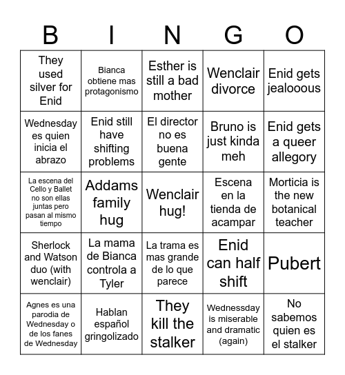 MYY WEDNESDAY PREDICTIONS Bingo Card