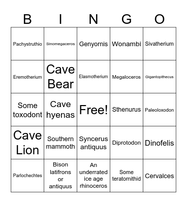 Prehistoric planet ice age Bingo Card