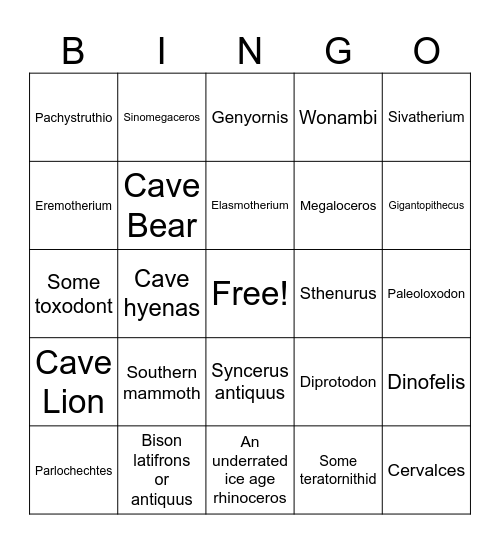 Prehistoric planet ice age Bingo Card