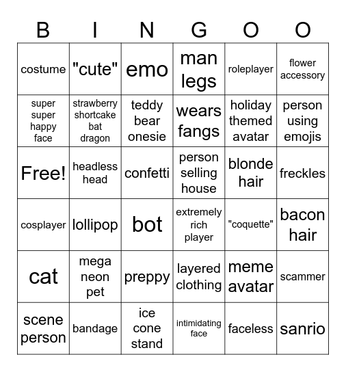 adopt me bingo Card