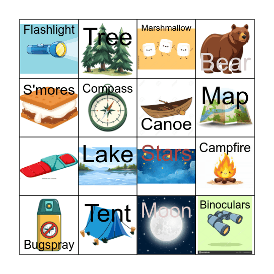 Camp Week Bingo Card