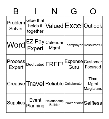 Administrative Professionals Week Bingo Card