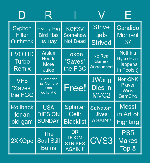 EVO LAS VEGAS 2025 Bingo Card