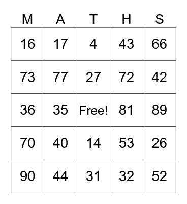 Maths genius day Bingo Card