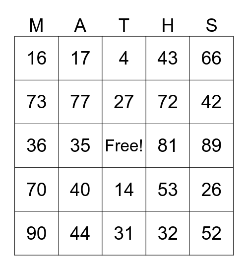 Maths genius day Bingo Card