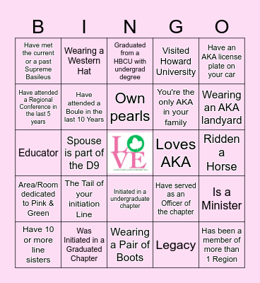 Cowgirl AKA Bingo Card