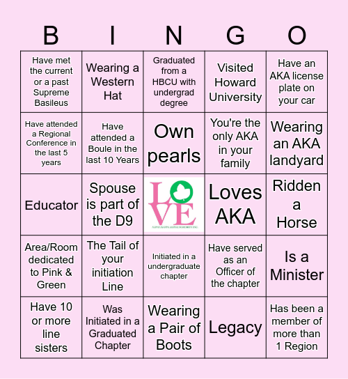 Cowgirl AKA Bingo Card