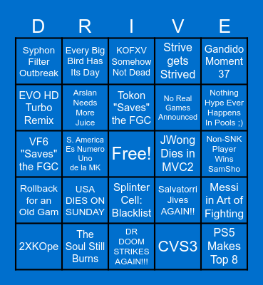 EVO LAS VEGAS 2025 Bingo Card