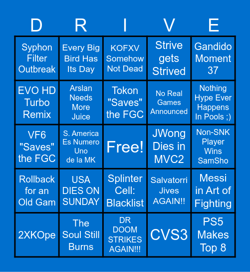 EVO LAS VEGAS 2025 Bingo Card
