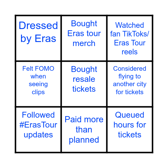 Swiftmania Bingo Card