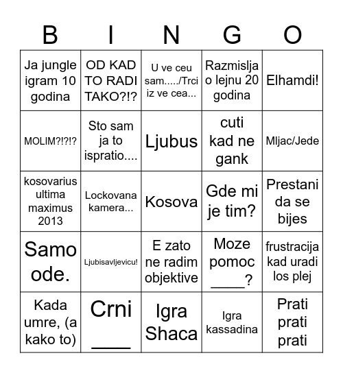 Kalkijumat Bingomatum Bingo Card