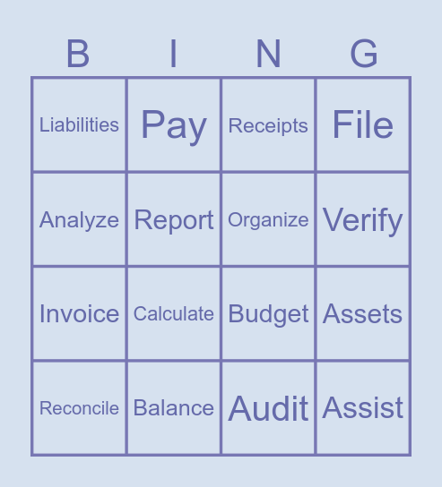 ACCOUNTING VERBS Bingo Card