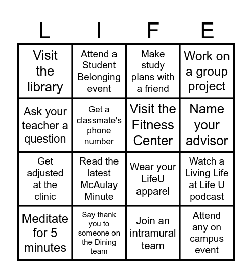 Belonging Bingo Card