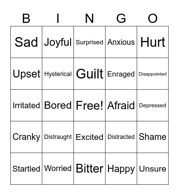 Emotions Bingo Card