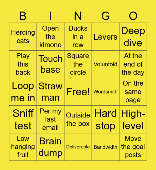 Consulting Bingo Card