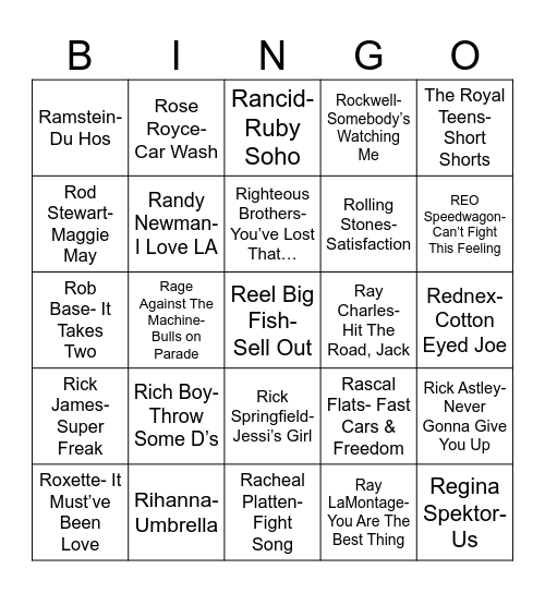 Radio Bingo RRR Bingo Card