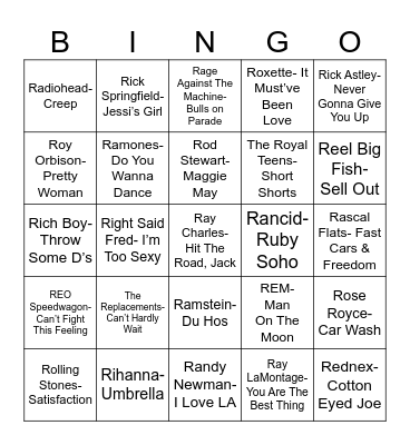 Radio Bingo RRR Bingo Card