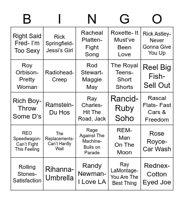 Radio Bingo RRR Bingo Card