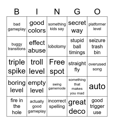 recent tab gd Bingo Card