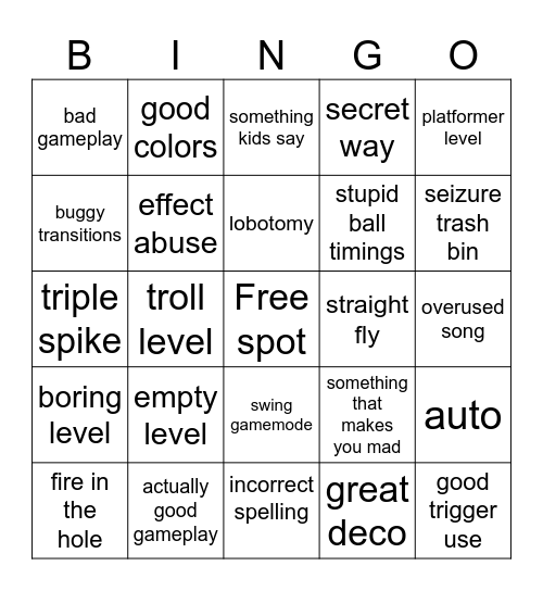recent tab gd Bingo Card