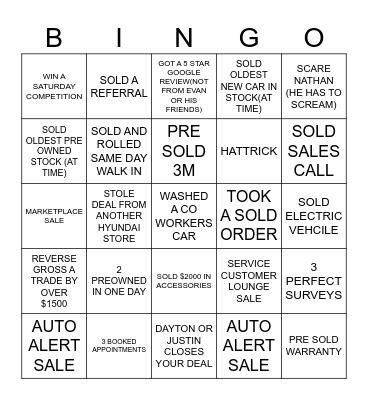 AUGUST FAST START Bingo Card