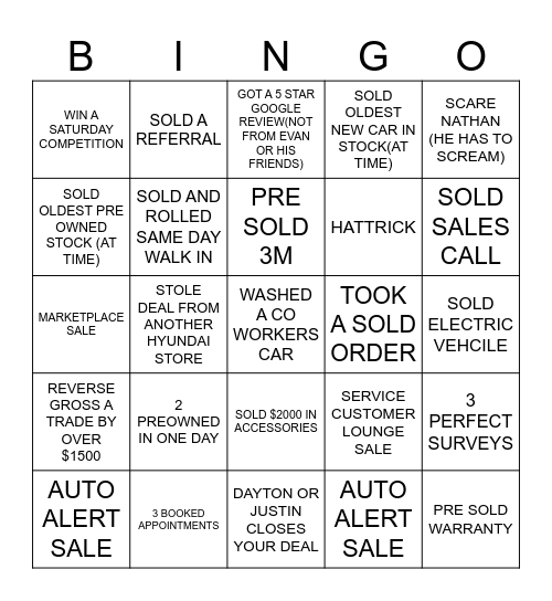 AUGUST FAST START Bingo Card