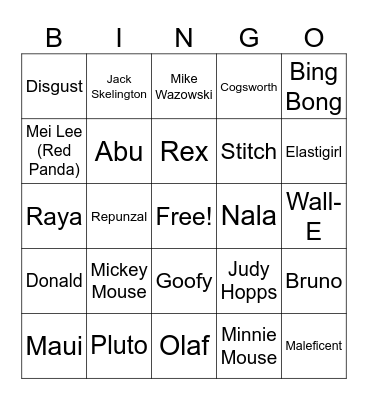 Disney Scavenger Hunt Bingo Card