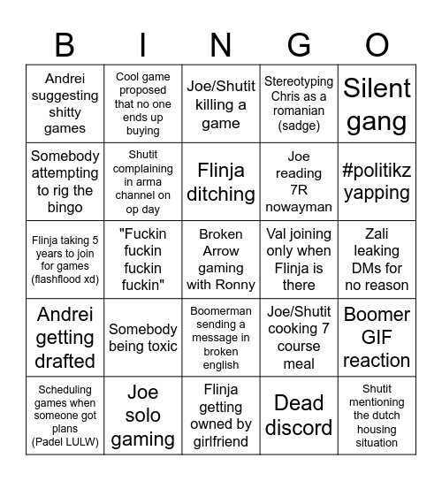Monkeys weekly bingo card #2 (The Dark Ages) Bingo Card