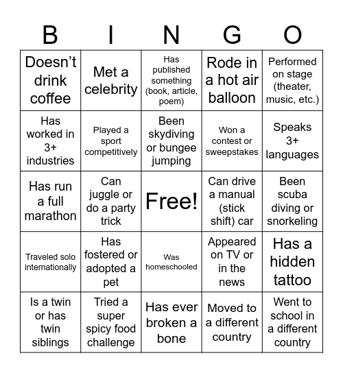 Team Rewind Bingo Card