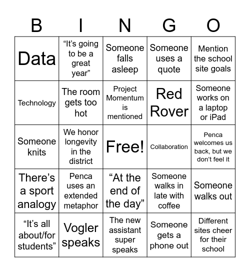 2025 Welcome Back Bingo Card