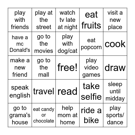 VACATION BINGO Card