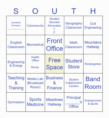 South CTA Geography Mapping Bingo Card