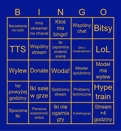 Iki Stream Bingo Card