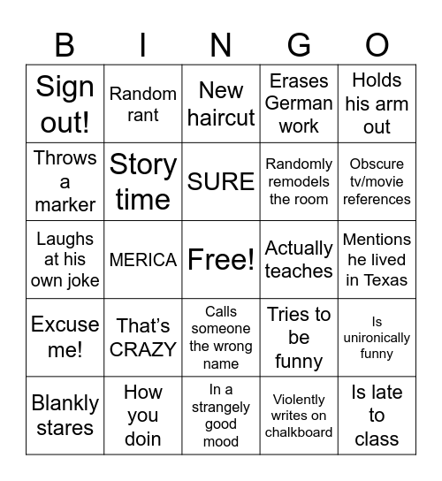 Chavero Bingo Card