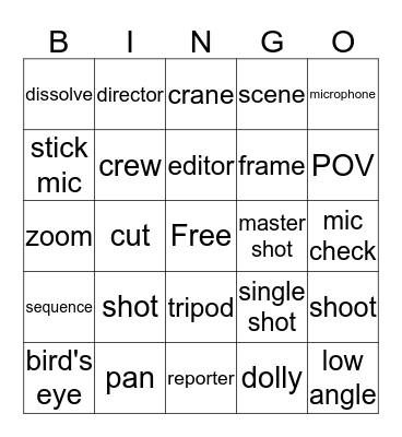TV Production Bingo Card